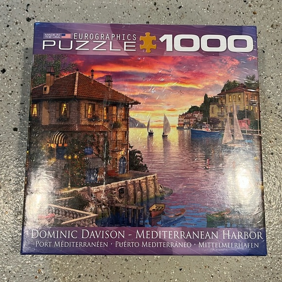 EUROGRAPHICS 1000 PIECE PUZZLE DOMINIC DAVISON MEDITERRANEAN HARBOR NEW IN BOX - Picture 1 of 7